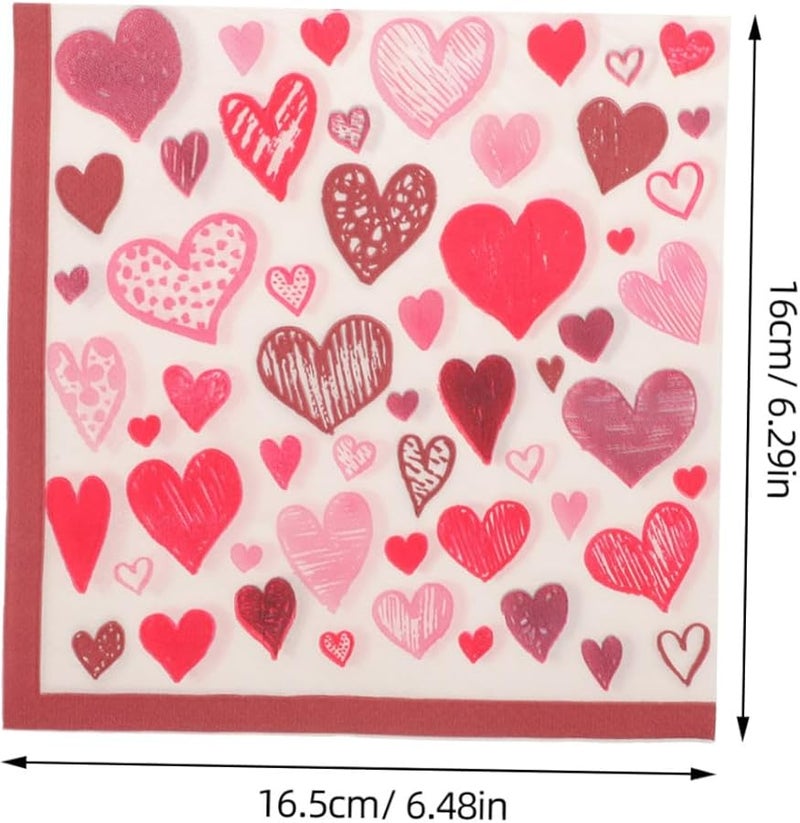Nolitoy 40 Sheets Heart Design Paper Napkins For Wedding Valentine Birthday Party - Image 2
